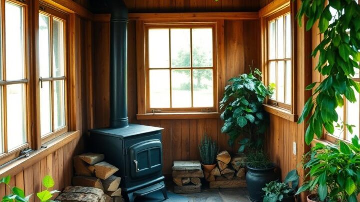 Holzofen im Holz-Gartenhaus installieren