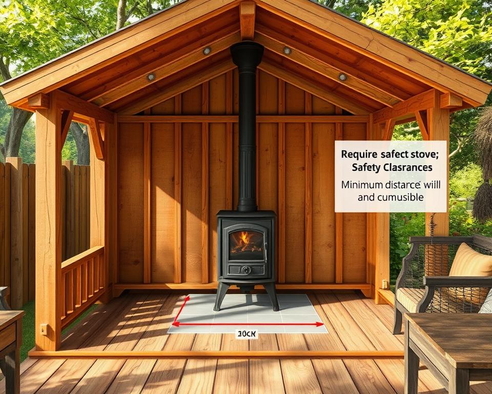 Sicherheitsabstände für Holzofen im Gartenhaus