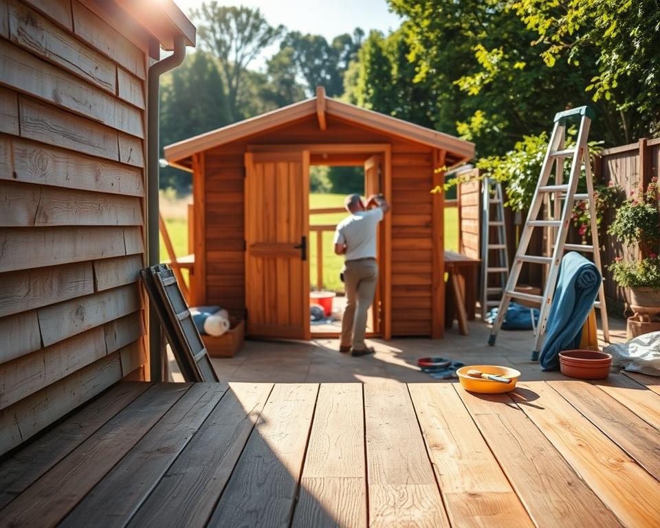 Vorbereitung Gartenhaus streichen