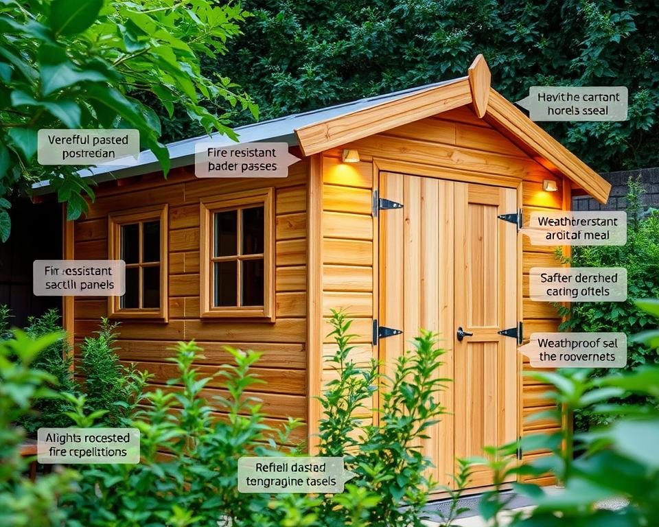 technische Schutzvorrichtungen Holz Gartenhaus