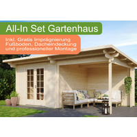All-In Holzgartenhaus mit Terrasse inkl. Montage (wahl | 6x4m