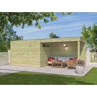 Holzgartenhaus Modell QB-Line 6,30 m² + Anbau | 6x4m