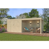Holzgartenhaus Modell QBV-Line 5,90 m² + 300 cm Anbau | 6x3m