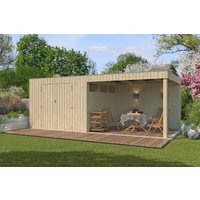 Holzgartenhaus Modell QBV-Line 8,88 m² + 300 cm Anbau | 6x5m