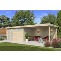 Flachdach Holzgartenhaus Modell Nelo 44 B mit 400 cm A | 8x4m