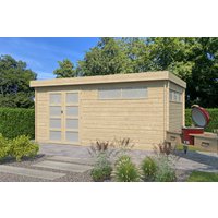 Flachdach Holzgartenhaus Modell Nelo 44 D | 6x4m