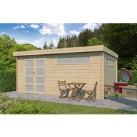 Flachdach Holzgartenhaus Modell Nelo 44 E | 6x4m