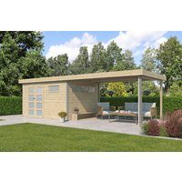 Holzgartenhaus Alu-Line Modell Kasuko-M mit Anbau | 8x4m