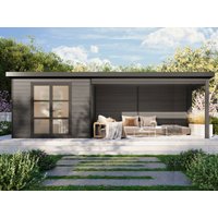 WPC Holzgartenhaus mit Terrasse Modell Lounge XL | 6x3m