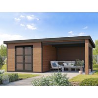 WPC Holzgartenhaus mit Lounge Modell FineLine 16,90 m² | 5x3m