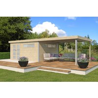 Holzgartenhaus Alu-Line Modell Kasuko-XXL-mit-Anbau | 8x4m