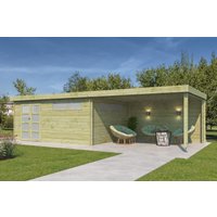 Flachdach Holzgartenhaus Modell Nelo 44 E mit 400 cm A | 8x4m