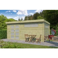 Flachdach Holzgartenhaus Modell Nelo 44 E | 6x4m
