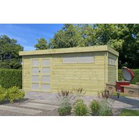 Flachdach Holzgartenhaus Modell Nelo 44 D | 6x4m
