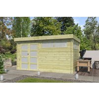 Flachdach Holzgartenhaus Modell Nelo 44 B | 4x3m