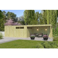 Holzgartenhaus Modell QBV-Line 14,90 m² + 400 cm Anbau | 6x4m