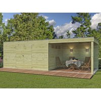 Holzgartenhaus Modell QB-Line 12,60 m² + 300 cm Anbau