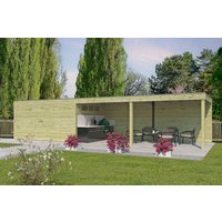 Holzgartenhaus Modell QB-Line 12,60 m² + 600 cm Anbau