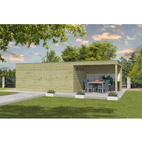 Holzgartenhaus Modell QB-Line 15,30 m² + 300 cm Anbau