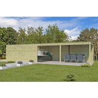 Holzgartenhaus Modell QB-Line 15,30 m² + 600 cm Anbau