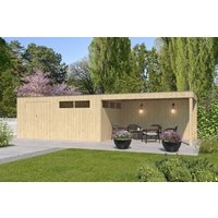 Holzgartenhaus Modell QBV-Line 14,90 m² + 400 cm Anbau
