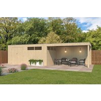 Holzgartenhaus Modell QBV3-Line 14,90 m² + 400 cm Anba